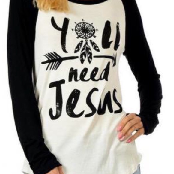 Y’ALL Need Jesus Baseball Tee T-Shirt Boutique NWT - Picture 2 of 4